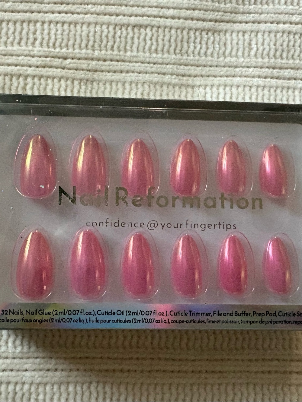 Nail Reformation Chrome Pink Press-On Nails Short Almond